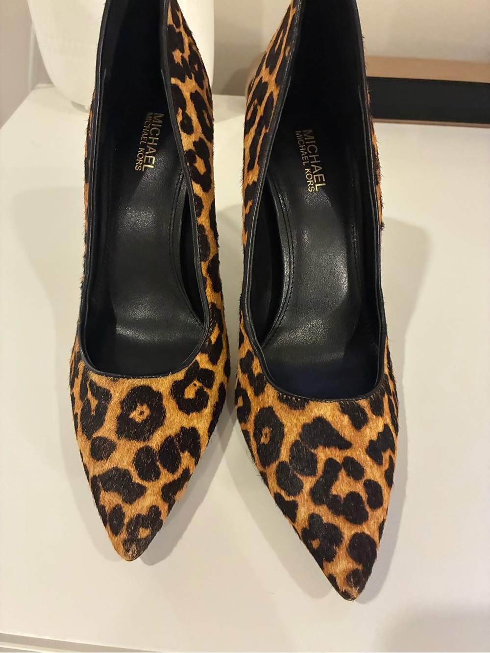 Michael Kors Leopard Print Calf Hair Pointed Pump - Tan & Black - Picture 5 of 7